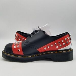 Dr Martens Womens Studded 1461 Hero Backhand Oxford Black Red White Shoes Size 5